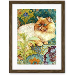Artery8 Orange Persian Cat William Morris Inspired Floral Pattern Colourful Modern Illustration Artwork Framed Wall Art Print 18X24 Inch Artery8 Orange Persian Cat William Morris Inspired Floral Pattern Colourful Modern Illustration Artwork Framed Wall Art Print 18X24 Inch