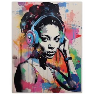 Artery8 Woman Wearing Headphones Splat Art Colourful Painting Wall Mural Detail Baltimore Club Music Extra Large XL Wall Art Poster Print Artery8 Woman Wearing Headphones Splat Art Colourful Painting Wall Mural Detail Baltimore Club Music Extra Large XL Wall Art Poster Print
