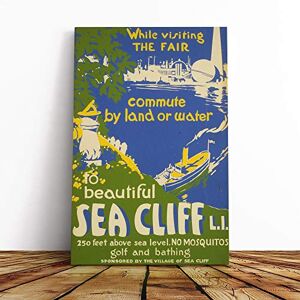 Big Box Art Canvas Print Wall Art Vintage Travel Poster Visit Sea Cliff (1) Mounted & Stretched Box Frame Picture Home Decor for Kitchen, Living Room, Bedroom, Hallway, Multi-Colour, 20x14 Inch Big Box Art Canvas Print Wall Art Vintage Travel Poster Visit Sea Cliff (1) Mounted & Stretched Box Frame Picture Home Decor for Kitchen, Living Room, Bedroom, Hallway, Multi-Colour, 20x14 Inch