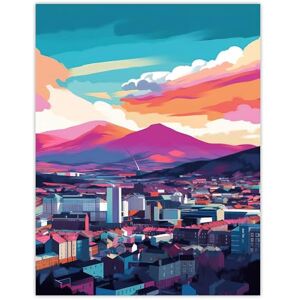 Wee Blue Coo Atmospheric Dawn Clouds over Mountain Valley City Purple Blue Orange Cityscape Daybreak Extra Large XL Wall Art Poster Print Wee Blue Coo Atmospheric Dawn Clouds over Mountain Valley City Purple Blue Orange Cityscape Daybreak Extra Large XL Wall Art Poster Print