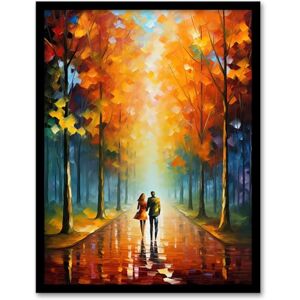 Artery8 Lovers Walk Oil Painting Pallet Knife Couple Taking Stroll Through Park In Autumn Artwork Framed Wall Art Print A4 Artery8 Lovers Walk Oil Painting Pallet Knife Couple Taking Stroll Through Park In Autumn Artwork Framed Wall Art Print A4