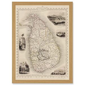 Wee Blue Coo Ceylon Sri Lanka Vintage Pictorial Map Artwork Framed Wall Art Print A4 Wee Blue Coo Ceylon Sri Lanka Vintage Pictorial Map Artwork Framed Wall Art Print A4