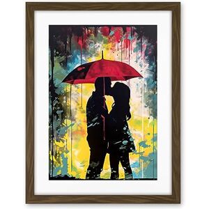 Artery8 Couple Silhouette Kissing Under a Red Umbrella Artwork Framed Wall Art Print 18X24 Inch Artery8 Couple Silhouette Kissing Under a Red Umbrella Artwork Framed Wall Art Print 18X24 Inch
