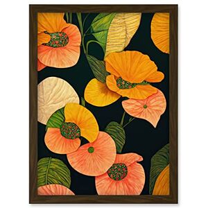 Artery8 - Lake Flowers - Orange - Dark Green - Wall Art Artery8 - Lake Flowers - Orange - Dark Green - Wall Art