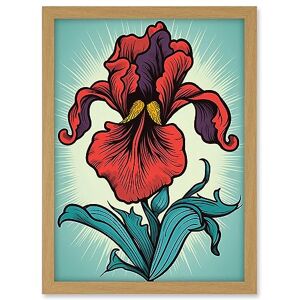 Artery8 Red Iris Flower Old School USA Tattoo Ink Body Rockabilly Americana 50s Artwork Framed A3 Wall Art Print Artery8 Red Iris Flower Old School USA Tattoo Ink Body Rockabilly Americana 50s Artwork Framed A3 Wall Art Print