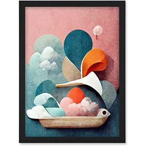 Doppelganger33 LTD Modern Boho Abstract Ship In Sky Clouds In Pastel Colours Toilet Artwork Framed A3 Wall Art Print Doppelganger33 LTD Modern Boho Abstract Ship In Sky Clouds In Pastel Colours Toilet Artwork Framed A3 Wall Art Print