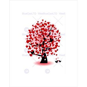 Wee Blue Coo PAINTING LOVE HEART TREE LEAVES BIRDS BRANCHES ROMANTIC FRAMED PRINT B12X8164 Wee Blue Coo PAINTING LOVE HEART TREE LEAVES BIRDS BRANCHES ROMANTIC FRAMED PRINT B12X8164
