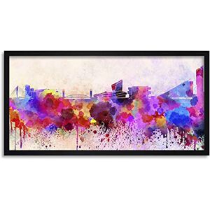 Wee Blue Coo Manchester Skyline Paint Splash Cityscape Long Panel Framed Wall Art Print Wee Blue Coo Manchester Skyline Paint Splash Cityscape Long Panel Framed Wall Art Print
