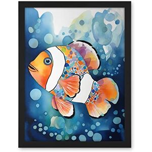 Artery8 Clownfish With Multicoloured Spot Pattern Folk Art Watercolour Painting Artwork Framed Wall Art Print 18X24 Inch Artery8 Clownfish With Multicoloured Spot Pattern Folk Art Watercolour Painting Artwork Framed Wall Art Print 18X24 Inch