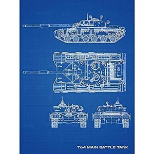 Artery8 T64 Soviet Russian Main Battle Tank Blueprint Plan Art Print Canvas Premium Wall Decor Poster Mural Artery8 T64 Soviet Russian Main Battle Tank Blueprint Plan Art Print Canvas Premium Wall Decor Poster Mural