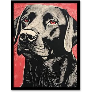 Artery8 Black Lab Labrador Dog Portrait On Coral Backdrop Lino Risograph Riso Art Print Framed Poster Wall Decor 12x16 inch Artery8 Black Lab Labrador Dog Portrait On Coral Backdrop Lino Risograph Riso Art Print Framed Poster Wall Decor 12x16 inch