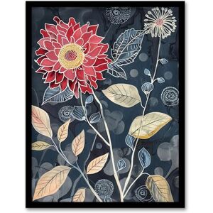 Artery8 Stylised Dahlia Bloom Dark Floral Artwork Living Room Artwork Framed Wall Art Print A4 Artery8 Stylised Dahlia Bloom Dark Floral Artwork Living Room Artwork Framed Wall Art Print A4