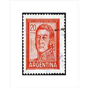 Wee Blue Coo Postage Stamp Argentina Vintage Jose De San Martin General Wall Art Print Wee Blue Coo Postage Stamp Argentina Vintage Jose De San Martin General Wall Art Print