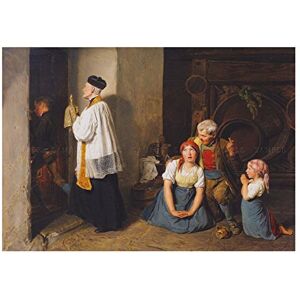 Wee Blue Coo Painting Interior Study Waldmuller Extreme Unction Wall Art Print Wee Blue Coo Painting Interior Study Waldmuller Extreme Unction Wall Art Print