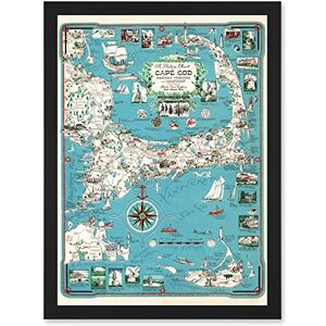 Artery8 1949 Cape Cod Nantucket Massachusetts Pictorial Map Chase A4 Artwork Framed Wall Art Print Artery8 1949 Cape Cod Nantucket Massachusetts Pictorial Map Chase A4 Artwork Framed Wall Art Print