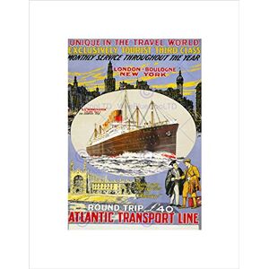Wee Blue Coo TRAVEL ATLANTIC SHIP LONDON NEW YORK UK VINTAGE ADVERT FRAMED PRINT B12X1490 Wee Blue Coo TRAVEL ATLANTIC SHIP LONDON NEW YORK UK VINTAGE ADVERT FRAMED PRINT B12X1490