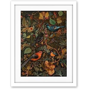 Artery8 Birds and Butterflies on Autumnal Tree Folk Art Artwork Framed Wall Art Print 18X24 Inch Artery8 Birds and Butterflies on Autumnal Tree Folk Art Artwork Framed Wall Art Print 18X24 Inch