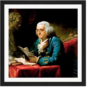 Fine Art Prints Martin Portrait Founding Father Benjamin Franklin Painting Square Wooden Framed Wall Art Print Picture 16X16 Inch Fine Art Prints Martin Portrait Founding Father Benjamin Franklin Painting Square Wooden Framed Wall Art Print Picture 16X16 Inch