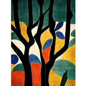Wee Blue Coo Simple Autumn Trees Orange on Blue Minimalist Matisse Style Painting Unframed Wall Art Print Poster Home Decor Premium Wee Blue Coo Simple Autumn Trees Orange on Blue Minimalist Matisse Style Painting Unframed Wall Art Print Poster Home Decor Premium