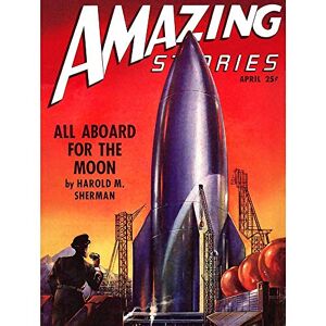 Wee Blue Coo Comics Amazing Stories Rocket Ship Moon Space Sci Fi USA Art Print Poster Wall Decor 12X16 Inch Wee Blue Coo Comics Amazing Stories Rocket Ship Moon Space Sci Fi USA Art Print Poster Wall Decor 12X16 Inch