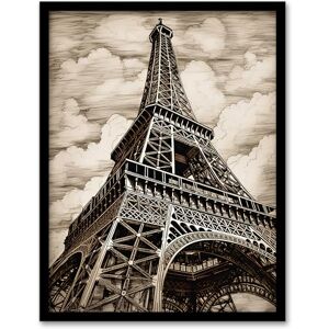 Artery8 Pen And Ink Drawing Of The Eiffel Tower Paris La Tour Eiffel Artwork Framed Wall Art Print A4 Artery8 Pen And Ink Drawing Of The Eiffel Tower Paris La Tour Eiffel Artwork Framed Wall Art Print A4