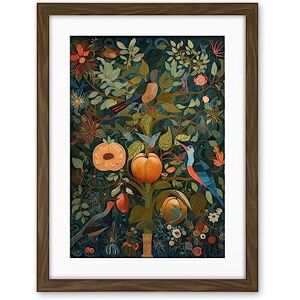 Artery8 Birds on Blooming Peach Tree in Modern Folk Art Artwork Framed Wall Art Print 18X24 Inch Artery8 Birds on Blooming Peach Tree in Modern Folk Art Artwork Framed Wall Art Print 18X24 Inch