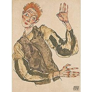 Fine Art Prints Egon Schiele Selbstporträt mit gestreiften Armlets ungerahmt Wandkunstdruck Poster Heimdekoration Premium Fine Art Prints Egon Schiele Selbstporträt mit gestreiften Armlets ungerahmt Wandkunstdruck Poster Heimdekoration Premium