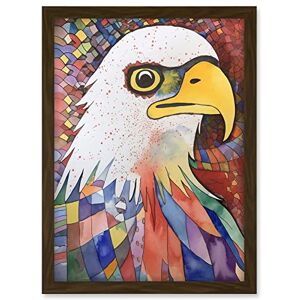Artery8 Bald Eagle Bird And Abstract Pattern Folk Art Watercolour Painting Artwork Framed A3 Wall Art Print Artery8 Bald Eagle Bird And Abstract Pattern Folk Art Watercolour Painting Artwork Framed A3 Wall Art Print
