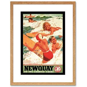 Wee Blue Coo Travel Newquay Corwall Gwr Rail Surf Sea UK Vintage Advert Framed Wall Art Print Wee Blue Coo Travel Newquay Corwall Gwr Rail Surf Sea UK Vintage Advert Framed Wall Art Print