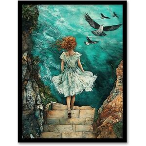 Artery8 Surreal Dream Dive Girl Stone Steps Sea Birds Bathroom Toilet Artwork Framed Wall Art Print 18X24 Inch Artery8 Surreal Dream Dive Girl Stone Steps Sea Birds Bathroom Toilet Artwork Framed Wall Art Print 18X24 Inch