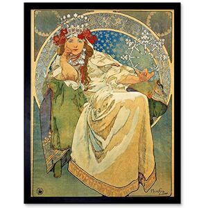 Wee Blue Coo Alphonse Mucha Princess Hyacinth 1911 Old Master Painting Art Print Framed Poster Wall Decor 12X16 Inch Wee Blue Coo Alphonse Mucha Princess Hyacinth 1911 Old Master Painting Art Print Framed Poster Wall Decor 12X16 Inch