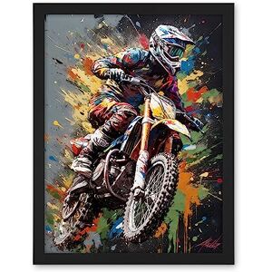Artery8 Dirt Bike Sport Splatter Paint Motocross Rider Artwork Framed Wall Art Print 18X24 Inch Artery8 Dirt Bike Sport Splatter Paint Motocross Rider Artwork Framed Wall Art Print 18X24 Inch