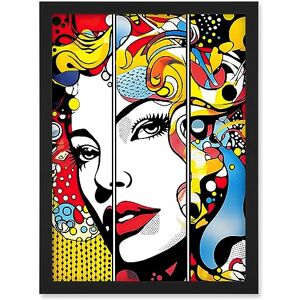 Artery8 Teen Girl Comic Book Style Vibrant Patterns Abstract Triptych Portrait Bedroom Artwork Framed Wall Art Print A4 Artery8 Teen Girl Comic Book Style Vibrant Patterns Abstract Triptych Portrait Bedroom Artwork Framed Wall Art Print A4