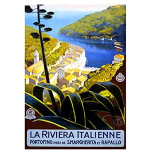 Wee Blue Coo Travel Ad Vintage La Riviera Italienne Italy Wall Art Print Wee Blue Coo Travel Ad Vintage La Riviera Italienne Italy Wall Art Print