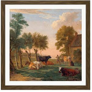 Artery8 Paul Gabriel Cows In A Meadow Near A Farm Painting Square Wooden Framed Wall Art Print Picture 16X16 Inch Artery8 Paul Gabriel Cows In A Meadow Near A Farm Painting Square Wooden Framed Wall Art Print Picture 16X16 Inch