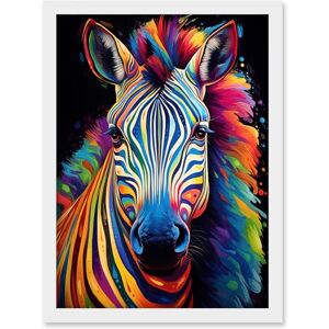 Artery8 Rainbow Striped Zebra Colourful Vibrant Bold Psychedelic Neon Impact Artwork Framed A3 Wall Art Print Artery8 Rainbow Striped Zebra Colourful Vibrant Bold Psychedelic Neon Impact Artwork Framed A3 Wall Art Print