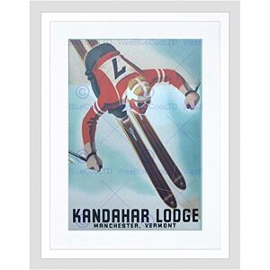 Wee Blue Coo Travel Vermont Kandahar Lodge Skiing Sport Framed Wall Art Print Wee Blue Coo Travel Vermont Kandahar Lodge Skiing Sport Framed Wall Art Print