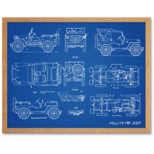 Artery8 Willys MB US Military Jeep Vehicle Blueprint Plan Art Print Framed Poster Wall Decor 12x16 inch Artery8 Willys MB US Military Jeep Vehicle Blueprint Plan Art Print Framed Poster Wall Decor 12x16 inch
