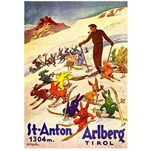 Wee Blue Coo Winter Sport Tyrol Ski Snow Rabbit Bunny Alps Picture Wall Art Print Wee Blue Coo Winter Sport Tyrol Ski Snow Rabbit Bunny Alps Picture Wall Art Print