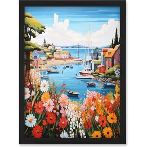 Artery8 Idyllic Scenic Seaside Fishing Village Bright Oil Painting Orange Pink Blue Bathroom Floral Artwork Harbor Bay Boats Coastal Landscape Artwork Framed Wall Art Print A4 Artery8 Idyllic Scenic Seaside Fishing Village Bright Oil Painting Orange Pink Blue Bathroom Floral Artwork Harbor Bay Boats Coastal Landscape Artwork Framed Wall Art Print A4