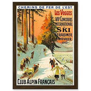 Artery8 Advert Ski Contest - brown - A4 - Framed Wall Art Print Artery8 Advert Ski Contest - brown - A4 - Framed Wall Art Print