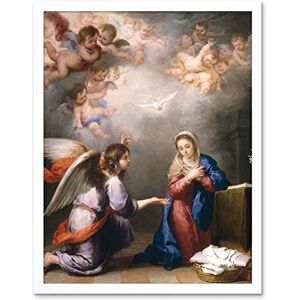 Wee Blue Coo Painting Mary Annunciation Cherub Angel Religion Christian Art Print Framed Poster Wall Decor 12X16 Inch Wee Blue Coo Painting Mary Annunciation Cherub Angel Religion Christian Art Print Framed Poster Wall Decor 12X16 Inch