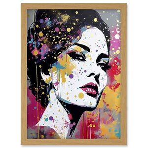 Artery8 Woman Face Portrait Fashion Gold Blue Pink Glam Glitter Aesthetic Teen Room Artwork Framed Wall Art Print A4 Artery8 Woman Face Portrait Fashion Gold Blue Pink Glam Glitter Aesthetic Teen Room Artwork Framed Wall Art Print A4