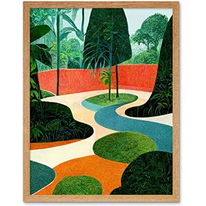 Wee Blue Coo Midcentury Style Garden Abstract Jungle Painting Orange Teal Green Art Print Framed Poster Wall Decor 12x16 inch Wee Blue Coo Midcentury Style Garden Abstract Jungle Painting Orange Teal Green Art Print Framed Poster Wall Decor 12x16 inch