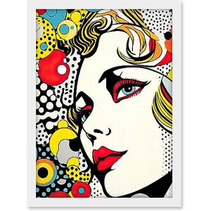 Artery8 Woman Face Geometric Patterns Bubbles Comic Book Style Pop Art Teen Room Halftone Artwork Framed A3 Wall Art Print Artery8 Woman Face Geometric Patterns Bubbles Comic Book Style Pop Art Teen Room Halftone Artwork Framed A3 Wall Art Print