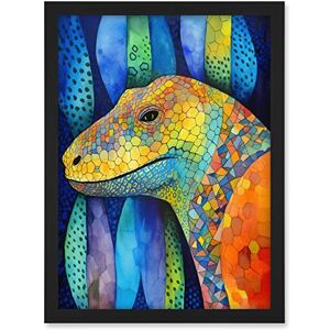 Artery8 Komodo Dragon Vibrant Folk Art Watercolour Painting Artwork Framed A3 Wall Art Print Artery8 Komodo Dragon Vibrant Folk Art Watercolour Painting Artwork Framed A3 Wall Art Print