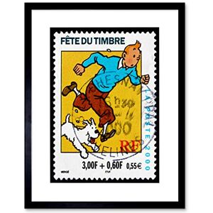 Wee Blue Coo Stamp France 0.55 Euro Tintin Snowy Herge Postmarked Framed Wall Art Print Wee Blue Coo Stamp France 0.55 Euro Tintin Snowy Herge Postmarked Framed Wall Art Print