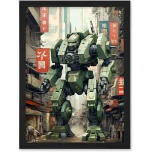 Artery8 Mecha Robot in City Street Anime Sci-Fi Artwork Red Green Giant Humanoid Machine Fantasy Science Fiction Artwork Framed A3 Wall Art Print Artery8 Mecha Robot in City Street Anime Sci-Fi Artwork Red Green Giant Humanoid Machine Fantasy Science Fiction Artwork Framed A3 Wall Art Print