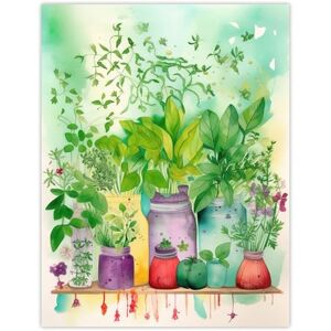 Wee Blue Coo The Herb Shelf Folk Art Watercolour Painting Bright Kitchen Artwork Fresh Herb Plant Pots Large Wall Art Poster Print Thick Paper 18X24 Inch Wee Blue Coo The Herb Shelf Folk Art Watercolour Painting Bright Kitchen Artwork Fresh Herb Plant Pots Large Wall Art Poster Print Thick Paper 18X24 Inch