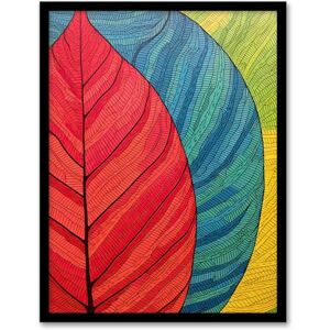 Artery8 Gond Painting Style Abstract Close Up Leaves Artwork Red Blue Green Line Drawing Stylised Patterns Artwork Framed Wall Art Print A4 Artery8 Gond Painting Style Abstract Close Up Leaves Artwork Red Blue Green Line Drawing Stylised Patterns Artwork Framed Wall Art Print A4